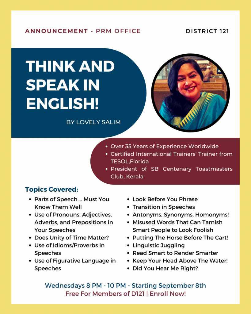 Think And Speak English! by Lovely Salim – District 121